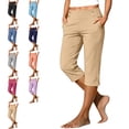 thumbnail image 1 of MLCDZ Capri Pants for Women Elastic High Waist Stretch Women's Golf Capris for Summer with Pockets Work Travel Casual Straight Leg Cropped Trousers, 1 of 10