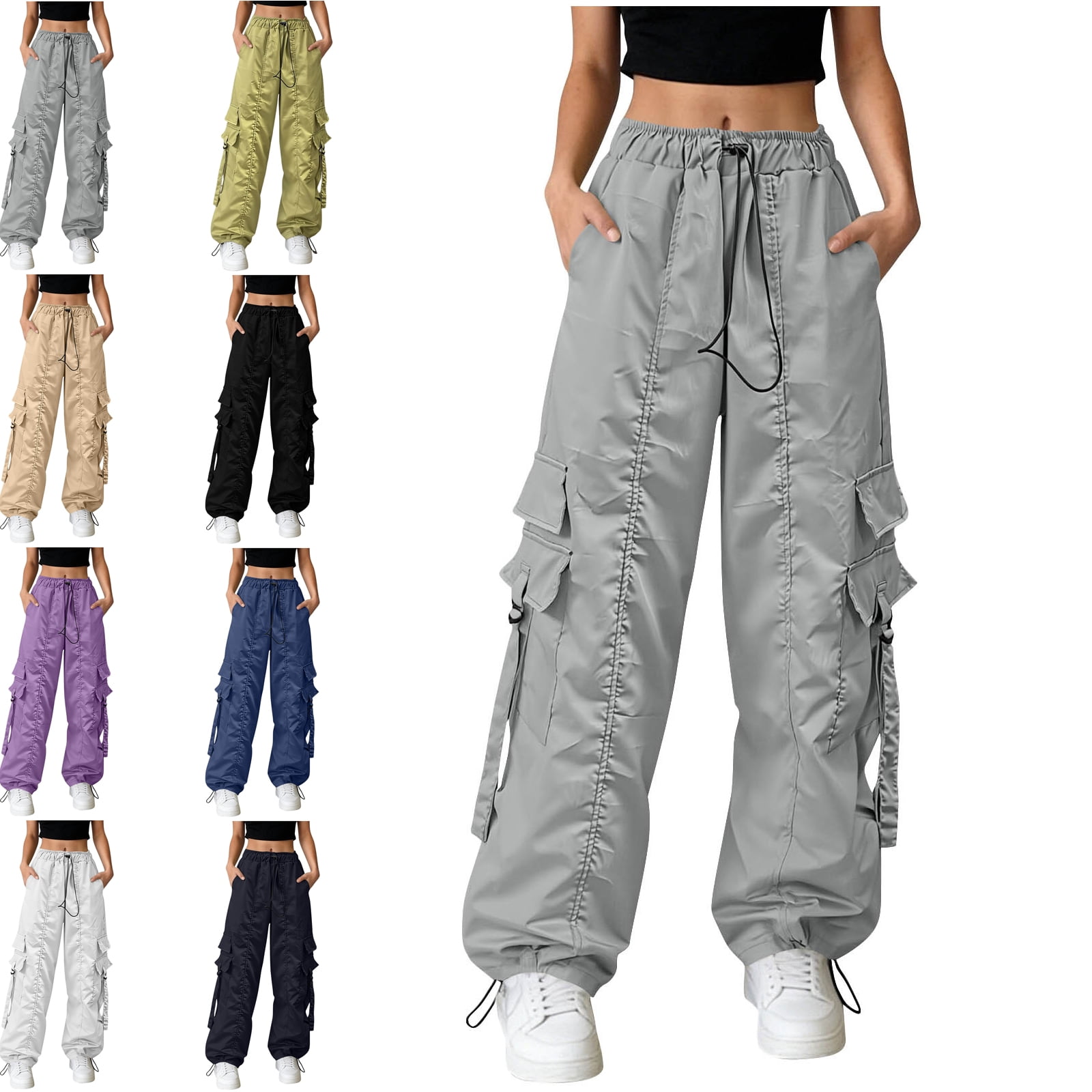 MLCDZ Cargo Pants Women Baggy Lightweight Parachute Pants with
