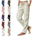 thumbnail image 1 of MLCDZ Cargo Pants for Women Elastic Waist Drawstring Loose Baggy Hiking Parachute Barrel Pants Wide Leg Trousers with Pockets Hiking Camping Pants, 1 of 7