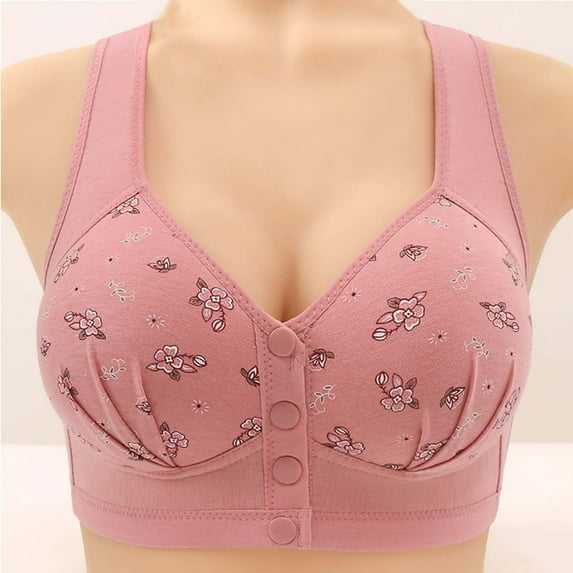 MLCDZ Daisy Bras for Older Women, 2025 Upgraded Daisy Bra for Seniors Front Closure, Plus Size No Underwire Comfortable Daily Sport Bra for Women Pink XL