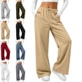thumbnail image 1 of MLCDZ Fall Sweatpants for Women Baggy Wide Leg Elastic Waist Drawstring Lounge Sweat Pants with Pockets Lightweight Breathable Golf Athletic Trousers, 1 of 9