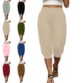 thumbnail image 1 of MLCDZ Harem Pants for Women Plus Size High Waisted Elastic Pleated Loose Fit Baggy Yoga Casual Capri Pants Summer Outdoor Sports Golf Cropped Trousers, 1 of 9