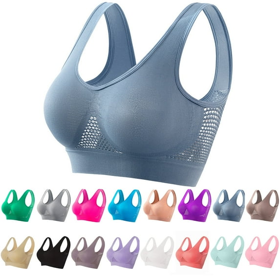 MLCDZ New 2025 Breathable Mesh Cool Liftup Air Bra for Women, Seamless Wirefree Bras, Large Size Comfortable Yoga Sports Bra for Women Ladies Hot Pink XL
