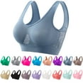 thumbnail image 1 of MLCDZ New 2025 Breathable Mesh Cool Liftup Air Bra for Women, Seamless Wirefree Bras, Large Size Comfortable Yoga Sports Bra for Women Ladies Light Blue L, 1 of 3