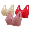 thumbnail image 1 of MLCDZ Pack of 3Pcs Front Closure Daisy Bras for Older Women Trendy 2025 Comfortable no Underwire Bras Plus Size Full Coverage Cotton Bra 3Pcs-Multicolor#01 48, 1 of 2