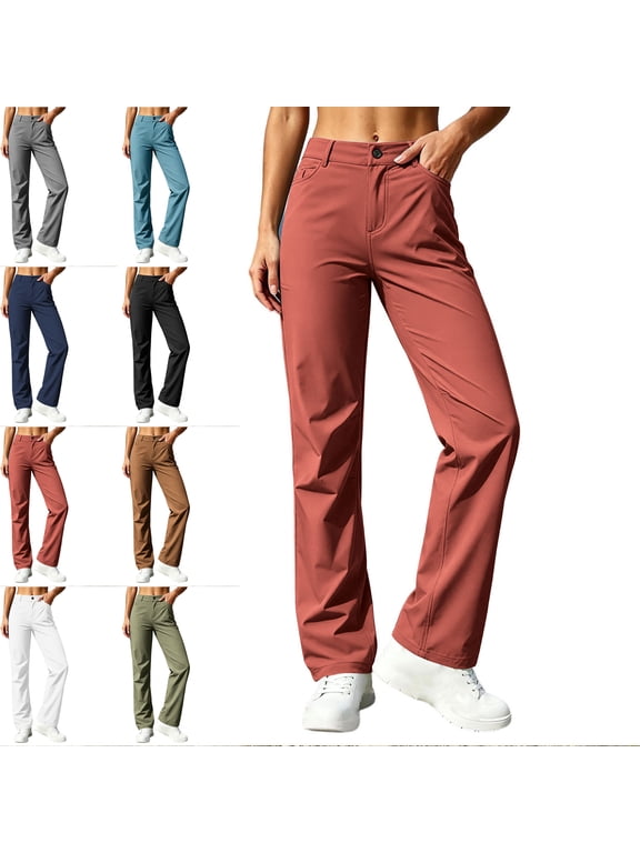 Pants for women Breathable Elastic Waist Casual Loose Pants with Multiple Pockets Lightweight Hiking Golf Mountain Climbing Holidy Trousers