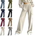 thumbnail image 1 of MLCDZ Pull On Womens Jeans Baggy Stretchy High Waisted Denim Wide Leg Trouser Pants Trendy 90s Loose Jean Pockets Lightweight Breathable Holiday Trousers, 1 of 8
