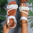 thumbnail image 1 of MLCDZ Sandals for Women Flat Dressy: Summer Flower Sandals with Ankle Strap Comfortable Casual Walking Flat Sandals White 40, 1 of 7