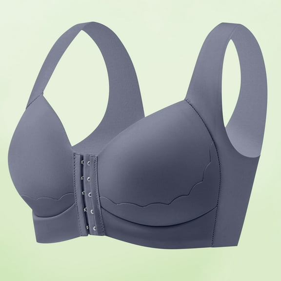 MLCDZ Seamless Front Closure Wire-Free Push Up Bra,Plus Size Women's Full Coverage Bralettes No Underwire Unlined Comfort Daily Sleep Bra Blue XXXXXL