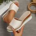 thumbnail image 1 of MLCDZ Slip On Wedge Sandals for Women, Open Toe Resort Platform Sandals Comfortable Beach Sandals Slide Espadrilles Wedges Dressy Summer Sandals Beige 37, 1 of 7