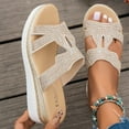 thumbnail image 1 of MLCDZ Wedge Sandals for Women Platform Sandals Orthopedic Sandals for Women Comfortable Espadrille Sandals Dressy Summer Open Toe Ankle Strap Low Heel Fashion Strappy Beach Shoes Beige 40, 1 of 7