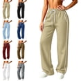 thumbnail image 1 of MLCDZ Wide Leg Fall Sweatpants for Women Elastic High Waisted Baggy Casual Loose Fit Lightweight Drawstring Workout Golf Trousers with Multiple Pockets, 1 of 10