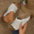 thumbnail image 1 of MLCDZ Women Wedge Sandals Dressy: Soft Leather Sandal, Rubber Sole, Comfortable Walking, Hollow out Casual Slip on Summer Sandals White 38, 1 of 9