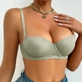 thumbnail image 1 of MLCDZ Women's Balconette Bra Lightly Padded Plus Size Sexy Mesh Demi Underwire Bras Wide Cushioned Straps Daily Bras Green 85B, 1 of 4