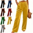 thumbnail image 1 of MLCDZ Women's Elastic Waist Drawstring Velour Loose Wide Leg Fall Pants Long Palazzo Casual Lightweight Jogger Indoor Activities Trousers with Pockets, 1 of 9