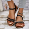 thumbnail image 1 of MLCDZ Women's Gladiator Strappy Flat Sandal Adjustable Beach Summer Casual Rome Shoes Open Toe Slingback Fisherman Sandals Black 37, 1 of 9
