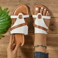 thumbnail image 1 of MLCDZ Women's Leather Cross Strap Flat Flip Flops Slide Sandals Comfortable Toe Ring Non-Slip Thong Beach Sandals for Travel Vacation Shopping Casual Comfy Flat Sandals Slipper White 37, 1 of 9