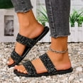 thumbnail image 1 of MLCDZ Women's Open Toe Flat Sandals Rhinestone Glitter On Casual Fashion Slippers Quick Drying Indoor & Outdoor Slides Black 40, 1 of 9