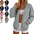 thumbnail image 1 of MLCDZ Women's Oversized Cardigan Loose Lightweight Long Sleeves V Neck Open Front Sweatshirt Casual Lightweight Workout Athletic Tops with Pockets, 1 of 4