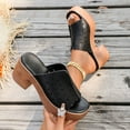 thumbnail image 1 of MLCDZ Women's Platform Heels Open Toe Slip on Heels for Women High Chunky Block Wedges Sandals Dressy Pumps Shoes Black 40, 1 of 9