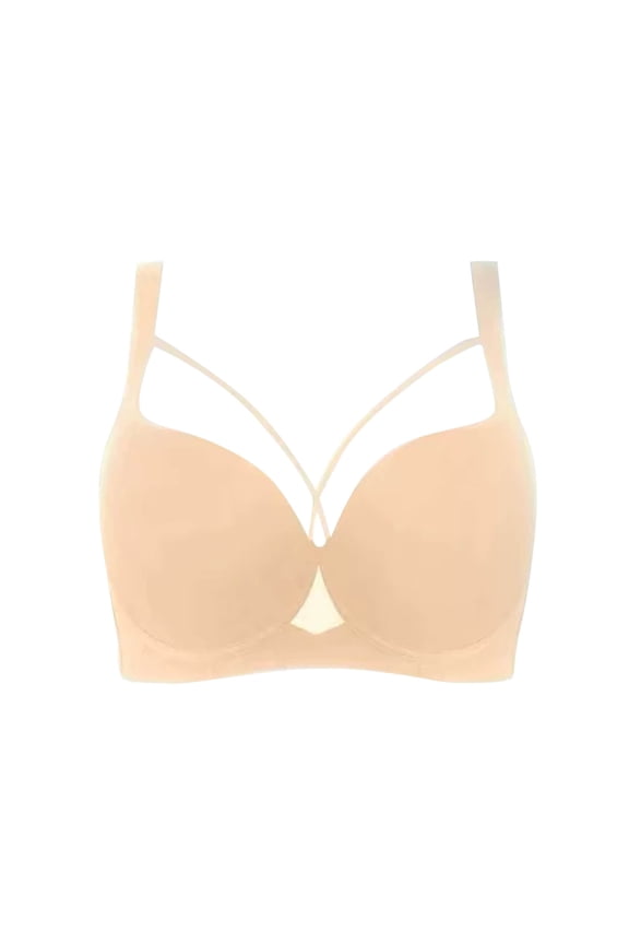 Women's Plus Size Full Coverage Underwire Bra Lightly Lined Seamless T Shirt Bra Support Thick Straps Comfort Daily Bras Khaki 36B