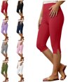 thumbnail image 1 of MLCDZ Women's Soft Capri Leggings 3/4 Cropped Leggings Elastic High Waisted Side Splits Capris Yoga sports pants, 1 of 8