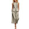 thumbnail image 1 of MLCDZ Womens 2 Piece Short Sets Round Neck Sleeveless Tank Top with Wide Leg Capri Pants with Pockets Matching Summer Hiking Outfits, 1 of 7