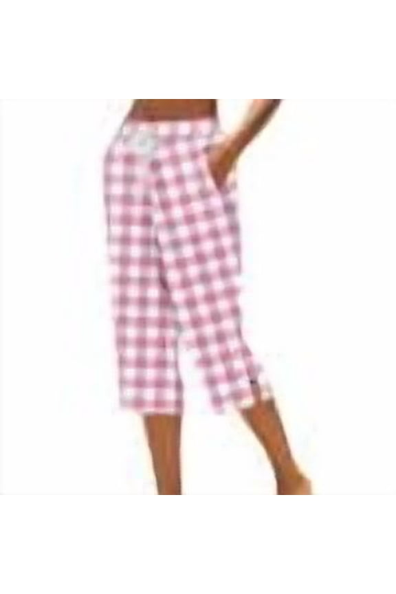 Womens Capri Pajama Side Slits Pants Wide Leg Loose Lounge Sleep Pants Soft Comfy Drawstring Pj Bottoms with Pockets