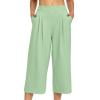 thumbnail image 1 of MLCDZ Womens Casual Wide Leg Yoga Capris Pleated High Waist Capri Pants Loose Soft Pajama with Multiple Pockets Sweatpants, 1 of 8