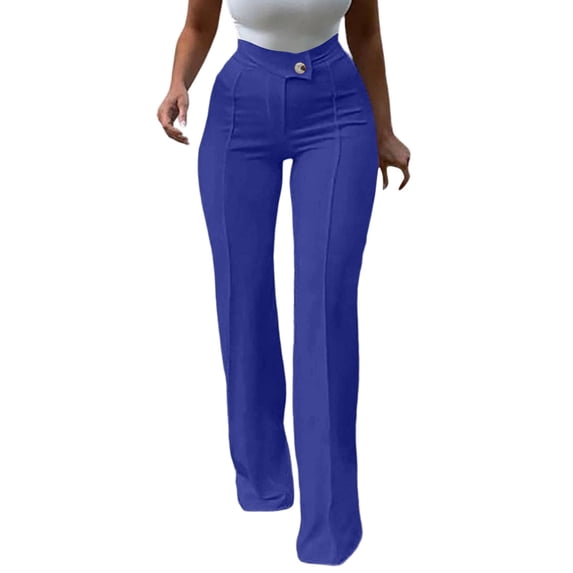 MLCDZ Womens Dress Pants Casual Flowy Lightweight Wide Leg Palazzo Pants Elastic High Waisted Slacks Office Business Work Trousers