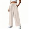 MLCDZ Womens Palazzo Pants Summer Lightweight Elastic High Waisted Wide Leg Loose Drawstring Flowy Beach Trousers with Pockets
