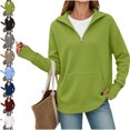thumbnail image 1 of MLCDZ Womens Sweatshirt 1/4 Half Zip Pullover Casual Long Sleeve Collared Lightweight Sweatshirts Fall Outdoor Sports Holiday Party Tops with Pockets, 1 of 7