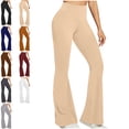 thumbnail image 1 of MLCDZ Workout Leggings Womens Straight Leg Gym Yoga Pants No Front Seam High Waist Buttery Booty Lifting Wide Leg Casual Lightweight Trousers, 1 of 8