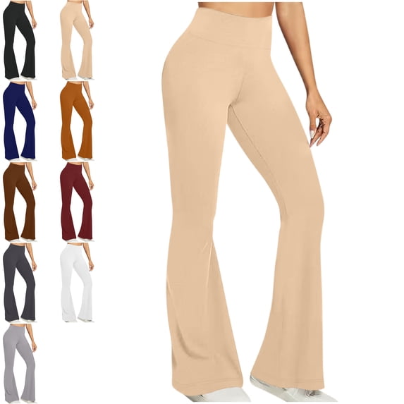 MLCDZ Workout Leggings Womens Straight Leg Gym Yoga Pants No Front Seam High Waist Buttery Booty Lifting Wide Leg Casual Lightweight Trousers