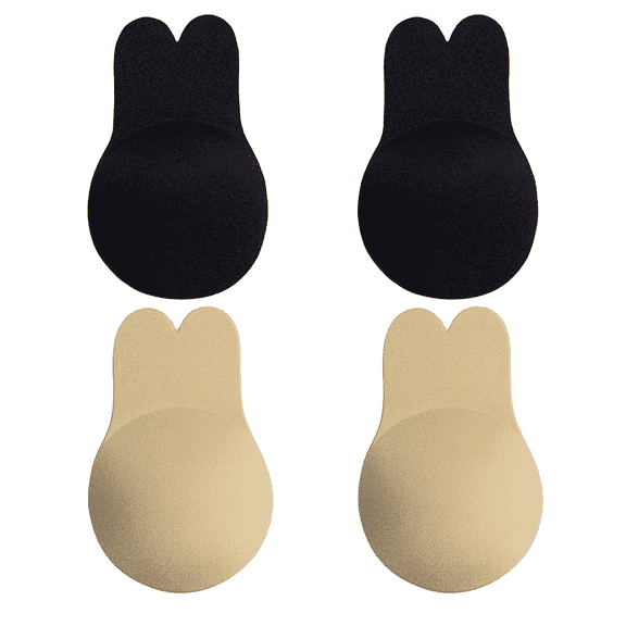 MLDRA 2 Pairs Sticky Bra Push up Backless Bra with Bunny Ears, Strapless Bra for Women Reusable Adhesive Lift Up