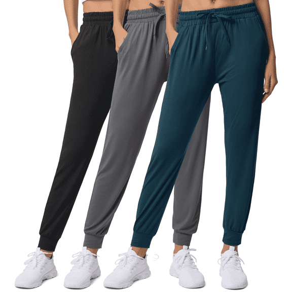 MLDRA 3 Pack Joggers Sweatpants for Women Ultra-Soft Lightweight for Lounge Athletic Yoga Running Workout Pants with Pockets