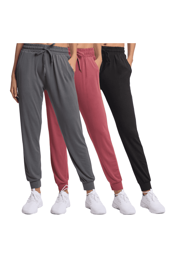 3 Pack Joggers Sweatpants for Women Ultra-Soft Lightweight for Lounge Athletic Yoga Running Workout Pants with Pockets
