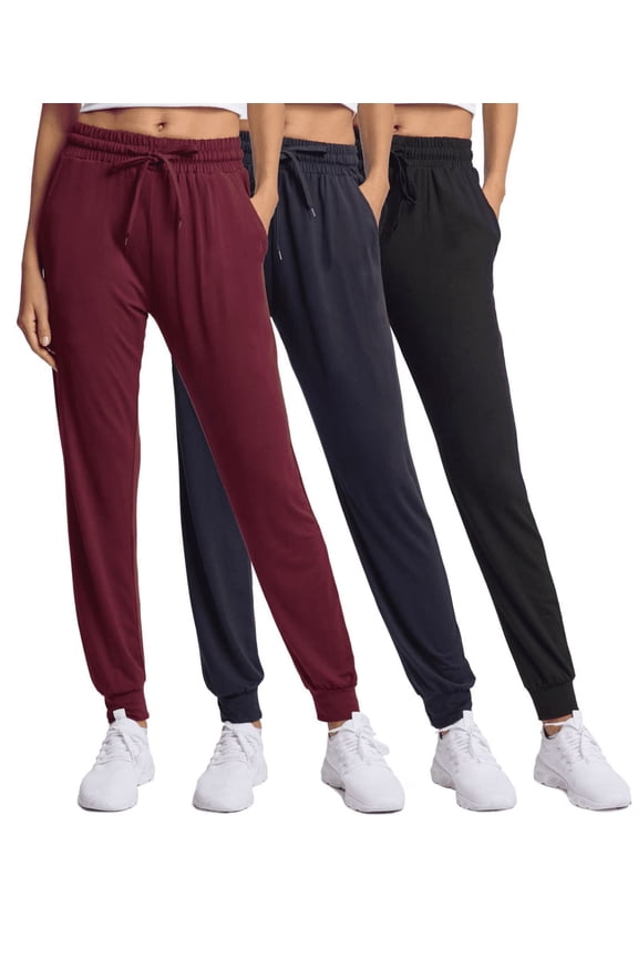3 Pack Joggers Sweatpants for Women Ultra-Soft Lightweight for Lounge Athletic Yoga Running Workout Pants with Pockets