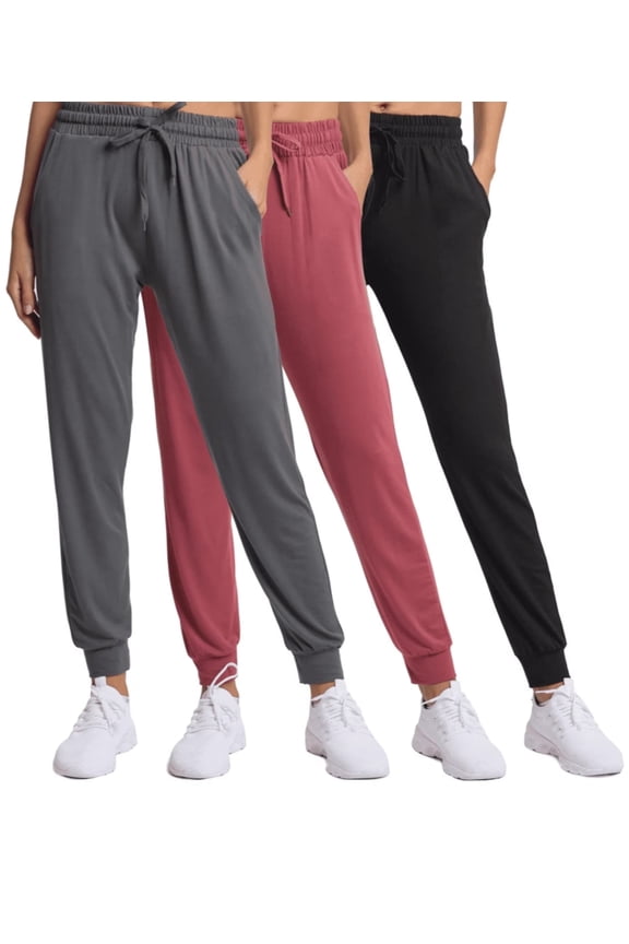3 Pack Joggers Sweatpants for Women Ultra-Soft Lightweight for Lounge Athletic Yoga Running Workout Pants with Pockets