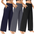 thumbnail image 1 of MLDRA 3 Pack Women's Wide Leg Pants with Pockets - Casual Loose Sweatpants Yoga Trouser Pants Sweat Palazzo Lounge Pajama Pants, 1 of 9