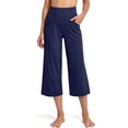 thumbnail image 1 of MLDRA Capri Pants for Women Wide Leg Sweatpants Yoga Cropped Pants with Pockets Loose Casual Summer Flare Petite Pant Navy Blue, 1 of 6