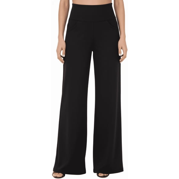 MLDRA Women’s Wide Leg Pants High Waist Work Slacks Casual Trousers with Pockets Stretchy Palazzo Lounge Pants Fall 2025 Black