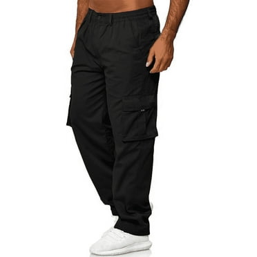MLDRA Men's Cargo Pants Sweatpants Jogger Work Trousers Relaxed Fit Loose Casual Lightweight Slacks with Multi Pockets Black