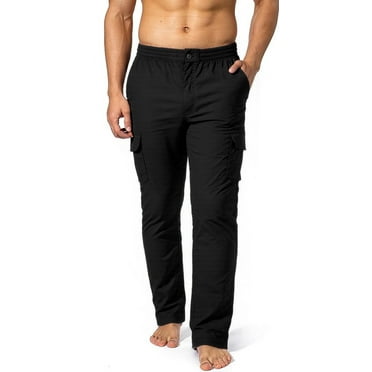 MLDRA Men's Cargo Work Pants Jogger Trousers Relaxed Fit Slacks Straight Leg Lightweight Slacks with Multi Pockets Black