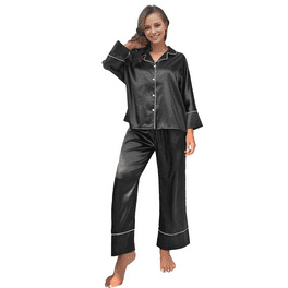 Womens Pajama Set Short Sleeve Shirt and Capri Pants Ladies Pajamas 2 Piece Lounge Sleepwear Pjs Set with Pockets Walmart