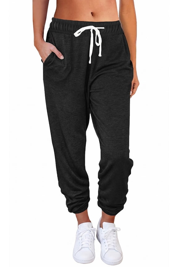 Women Sweatpants Joggers with Pockets Lounge Athletic Casual Pajama Pants Fall Winter Clothes Teachers Outfits 2025 Black