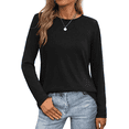 thumbnail image 1 of MLDRA T Shirts for Women Long Sleeve Shirts Crewneck Comfy Casual Basic Fall Tops Loose Fit Clothes Black, 1 of 7