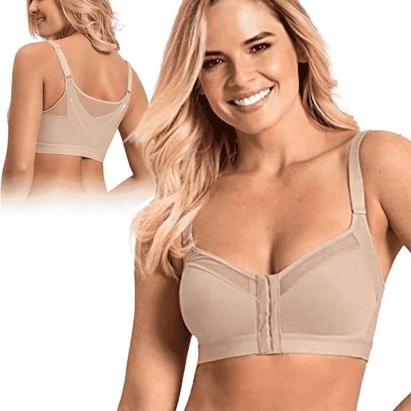 MLDRA Women's Bra Front Closure Sport Exercise Bra Full Coverage Back Support Front-Closing Wirefree Crossed Unpadded Workout No Underwire Maternity Nursing Comfort Bra Skin