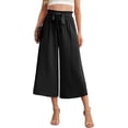 thumbnail image 1 of MLDRA Women’s Capri Wide Leg Pants High Waisted Drawstring Casual Loose Fit Summer Pants with Pockets Black, 1 of 6