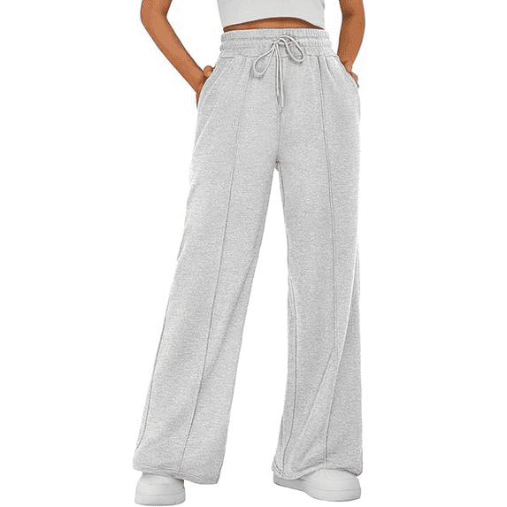 MLDRA Women's Wide-Leg Sports Pants Yoga Sweatpants High-Waisted Loose Jogging Pants with Drawstring & Side Pockets, Soft & Comfortable for Autumn Winter